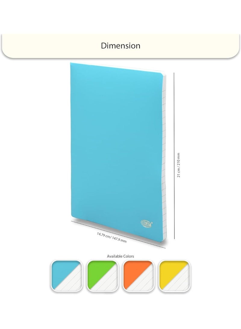 FIS Note Book, A5 Size(148x210mm), PP Soft Cover Materials, Stong Binding Wire, 80 Sheets, Single Line Ruling, Rounded Corners, Packet of 5 Pieces, Neon Blue Cover Design-FSNBA5SLPPNBL - Image 2